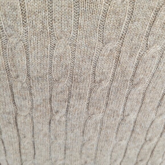 Allen Solly Cashmere Cableknit Men's Beige V-Neck Sweater Size Medium - Picture 4 of 4